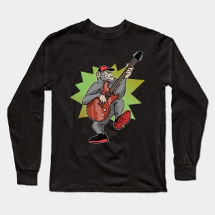 Monkey Chimpanzee Guitar Music Guitar Player Long Sleeve T-Shirt